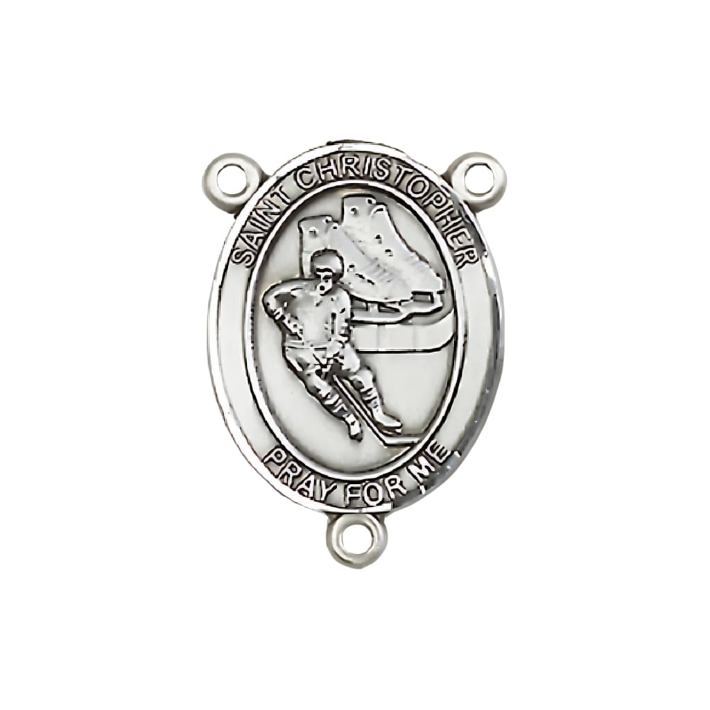  Bliss St. Christopher Ice Hockey Player Engravable Rosary Centerpiece, 3/4-inch,