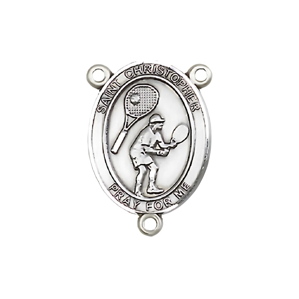  Bliss St. Christopher Tennis Player Engravable Rosary Centerpiece, 3/4-inch,