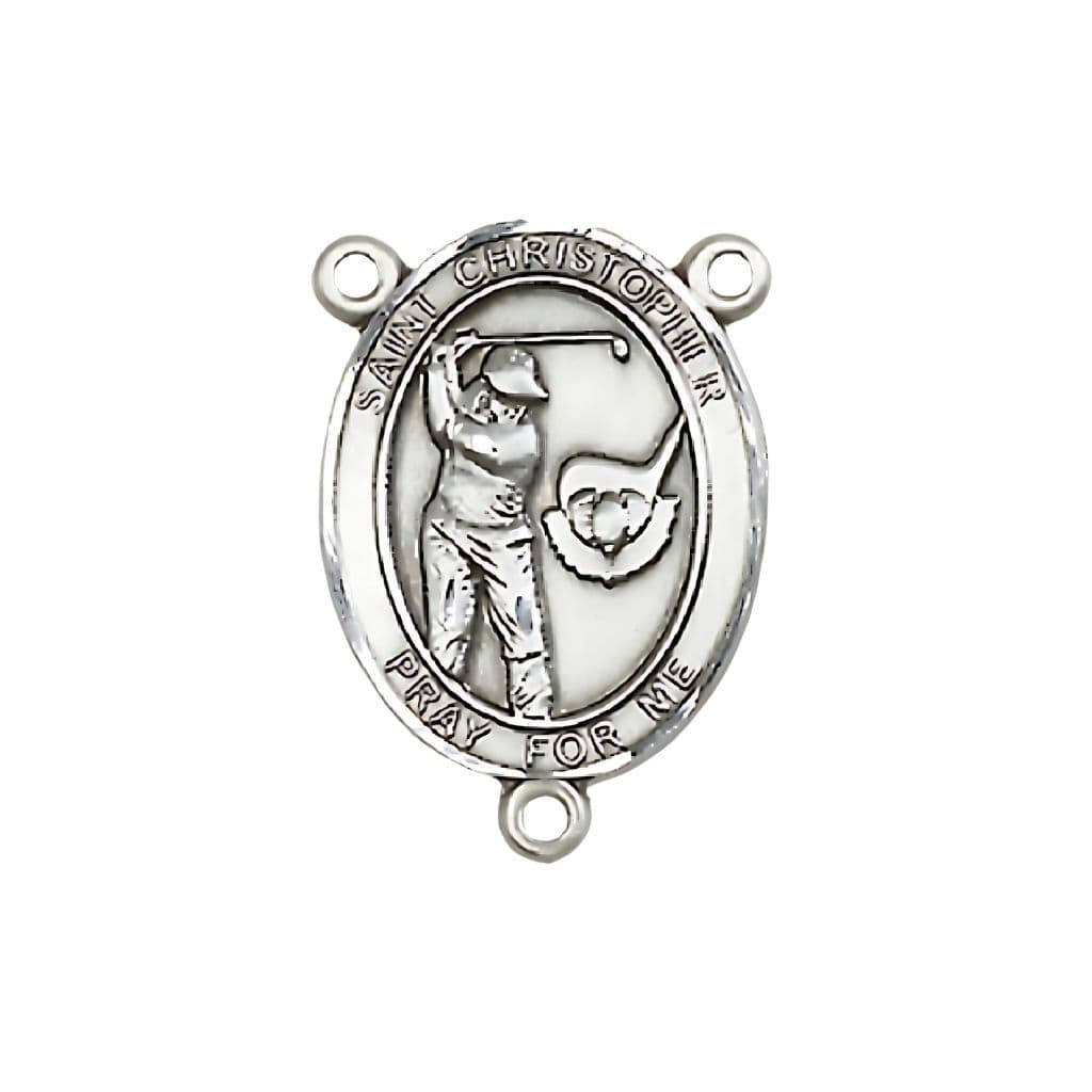  Bliss St. Christopher Golfer Engravable Rosary Centerpiece, 3/4-inch,