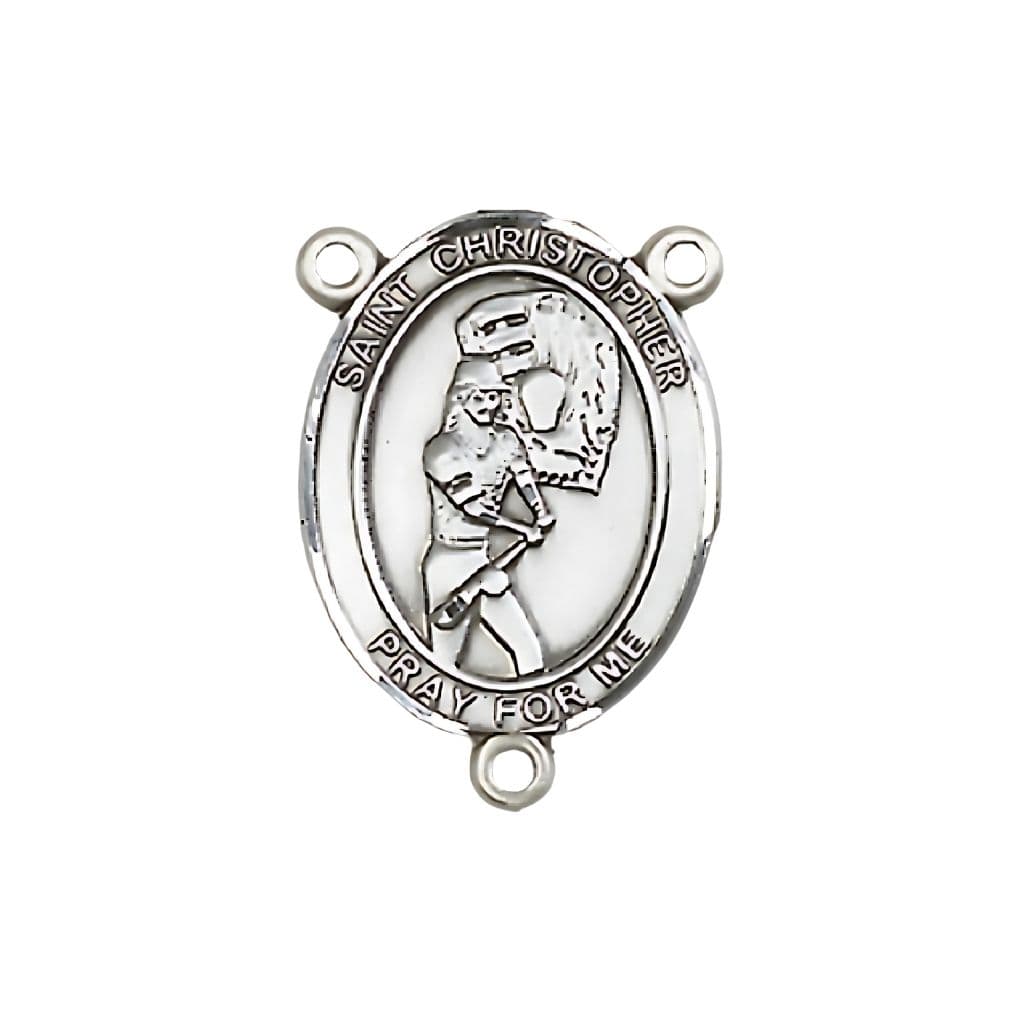  Bliss St. Christopher Softball Player Engravable Rosary Centerpiece, 3/4-inch,
