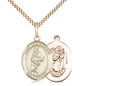 St Christopher Softball Player Catholic Patron Saint Medal, gold-filled, Bliss Manufacturing