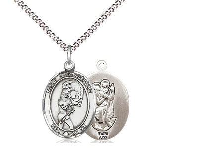 St Christopher Softball Player Catholic Patron Saint Medal, pewter, Bliss Manufacturing