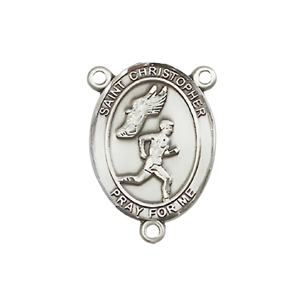  Bliss St. Christopher Boy's Track and Field Engravable Rosary Centerpiece, 3/4-inch,