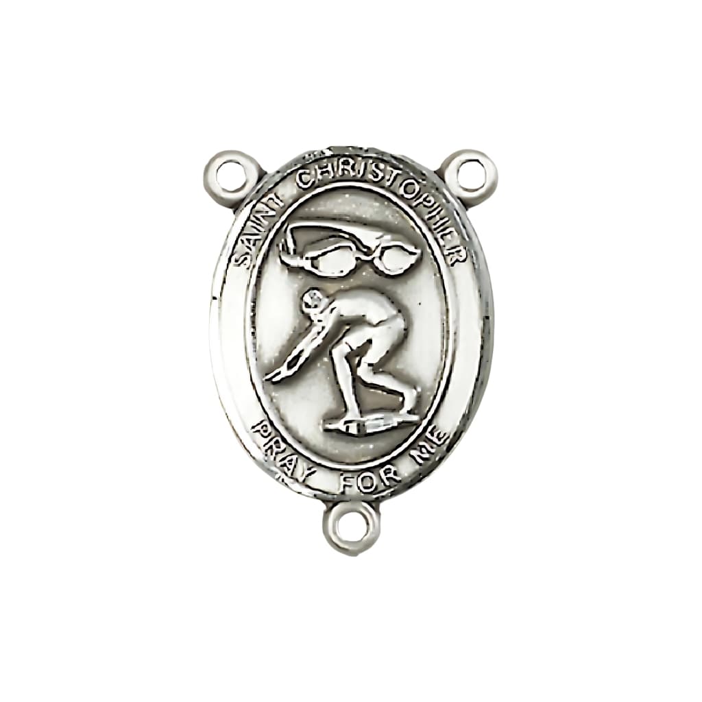  Bliss St. Christopher Swimmer Engravable Rosary Centerpiece, 3/4-inch,