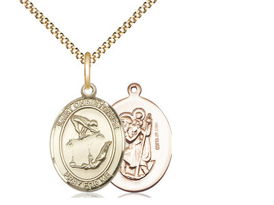 St Christopher Gymnastics Patron Saint Medal, gold-filled, Bliss Manufacturing