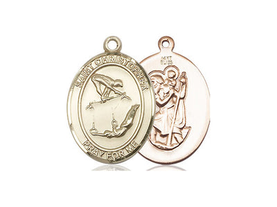 St Christopher Gymnastics Patron Saint Medal, 14kt gold, Bliss Manufacturing