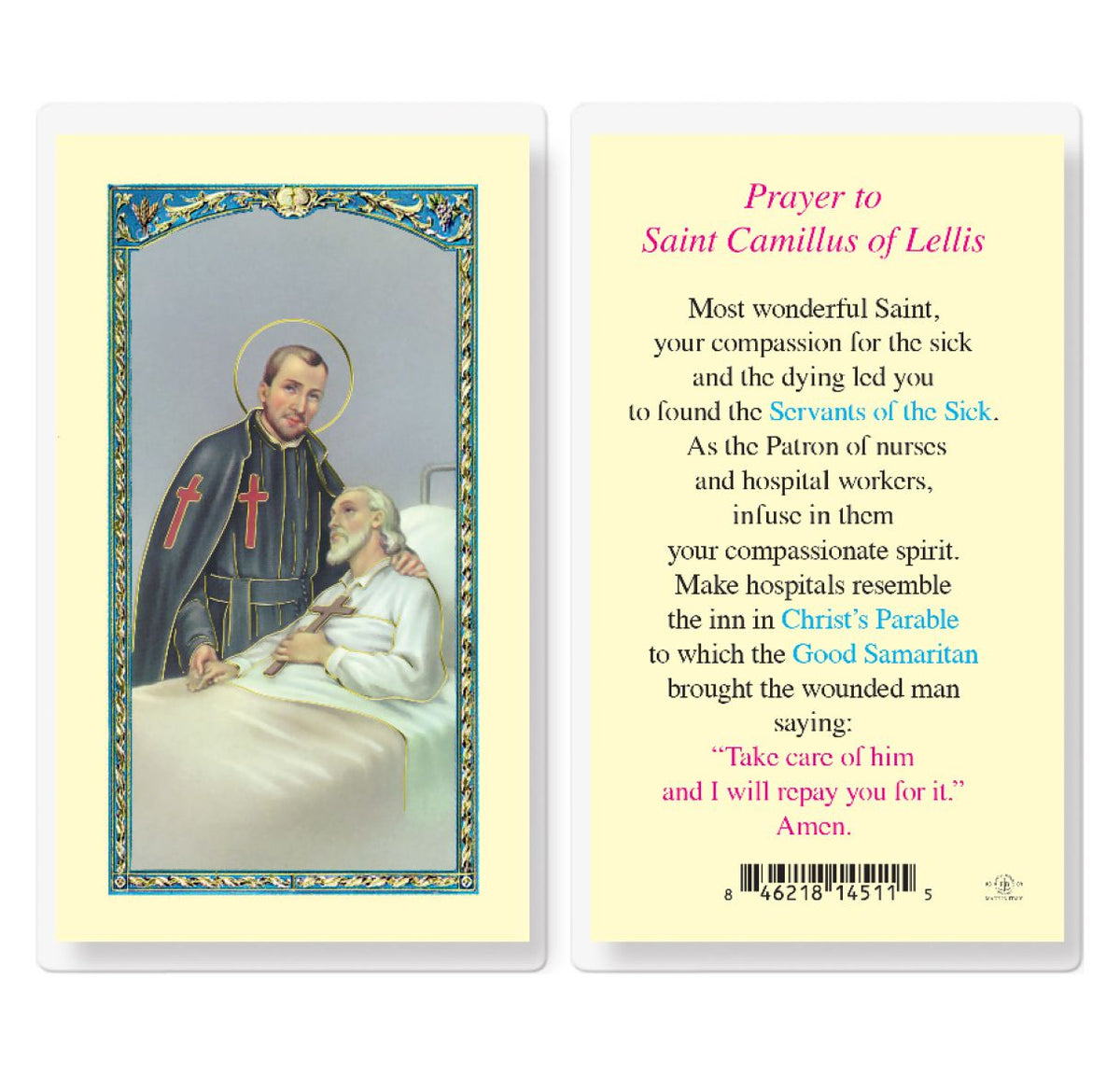 St Camillus of Lellis Prayer Laminated Holy Cards 25pcs