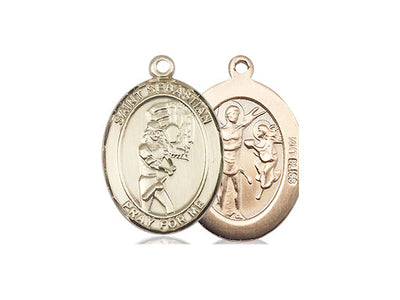 St Sebastian Softball Player Catholic Patron Saint Medals (view 3), Bliss Manufacturing