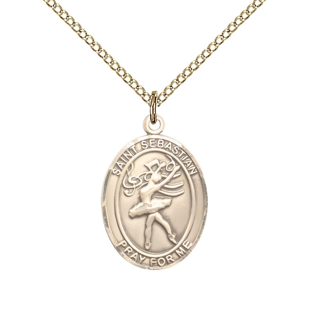 St. Sebastian Dance 14kt Gold-filledOval Medal with Gold-filled Curb Chain, Measures 3/4-inch x 1/2-inch, Made in USA by Bliss