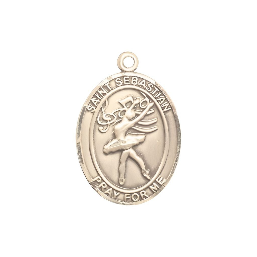St. Sebastian Dance 14kt Gold Oval Medal, Measures 3/4-inch x 1/2-inch, Made in USA by Bliss