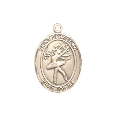 St. Sebastian Dance 14kt Gold Oval Medal, Measures 3/4-inch x 1/2-inch, Bliss Manufacturing