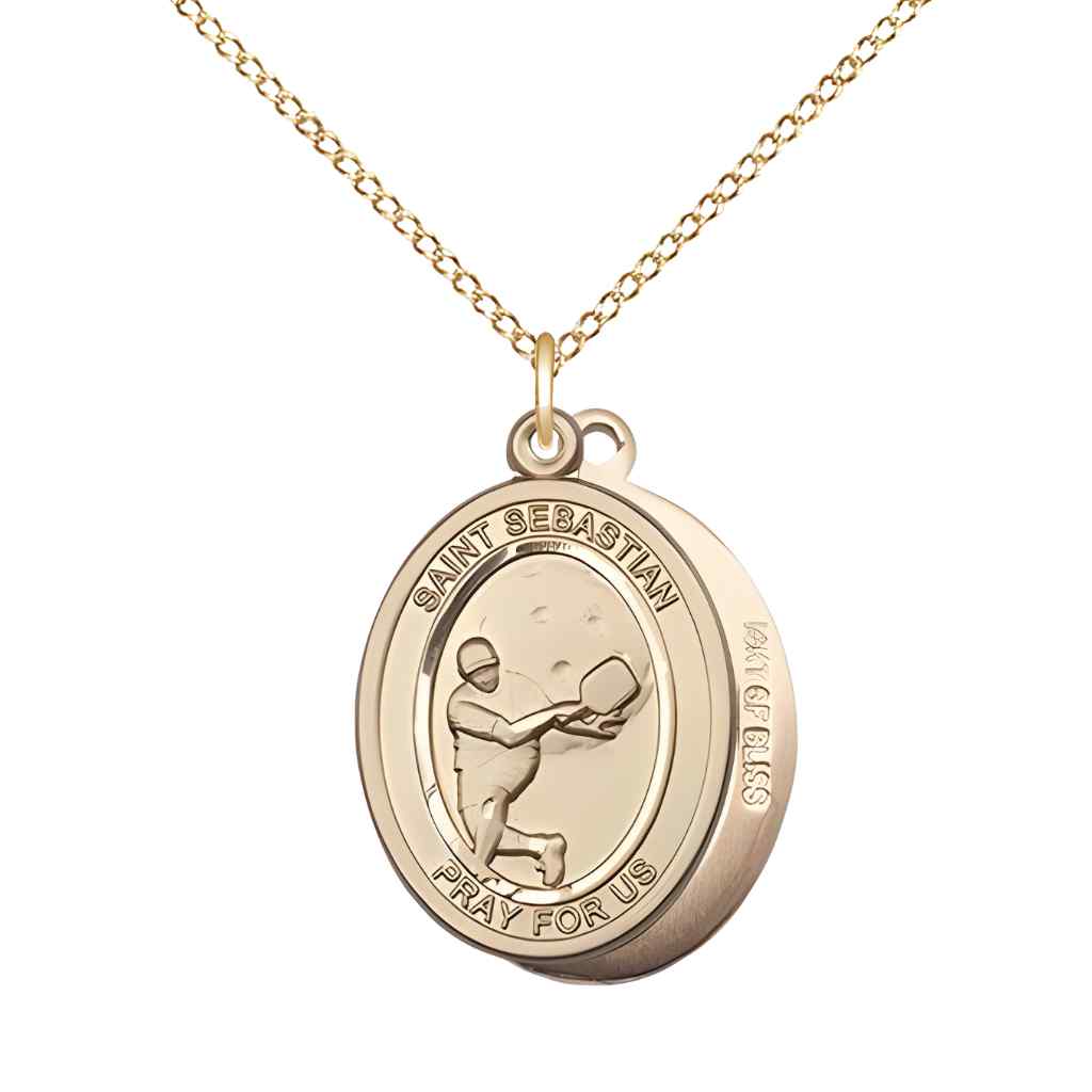 St. Sebastian Gold-filled Male Pickleball Medal Necklace