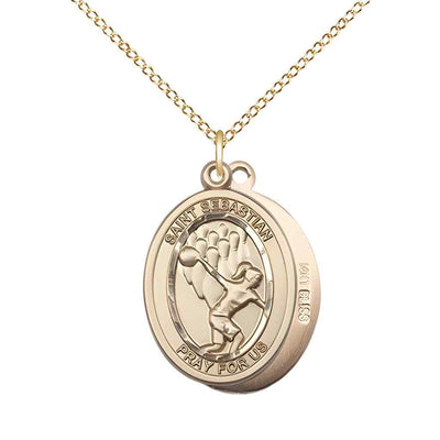 Medium Bowling | Female Bowlers with St. Sebastian on back 14kt Gold Oval Medal Pendant with 14kt Gold Chain, Deluxe Gift Box