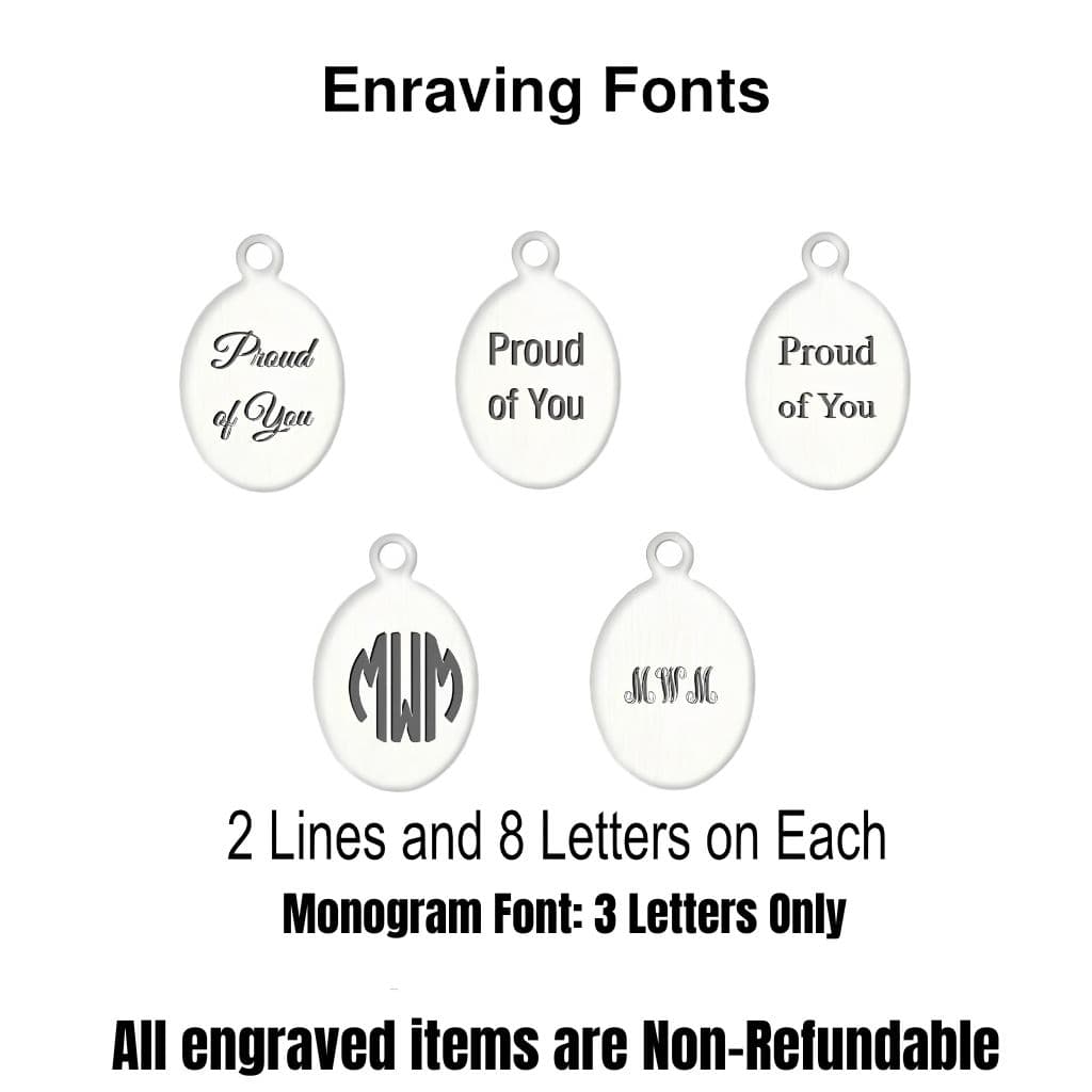 Engraving reference for 9000 Series medals showing back views with a sample personalized message. Engraving supports 2 lines with up to 8 letters per line. Five font styles to choose from: Roman, Script, Block, Circle Monogram, and Monogram (3 letters only).
