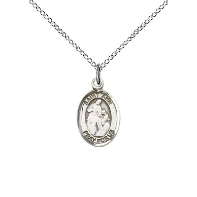St. Ann Engravable Small Children Sterling Silver Medal with Sterling Chain, Measures 1/2-inch tall by 1/4-inch wide. Deluxe Gift Box, Bliss Manufacturing