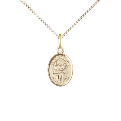 St. Agatha 14kt Gold-filled Oval Small Children Medal with Gold-filled Chain, Deluxe Gift Box