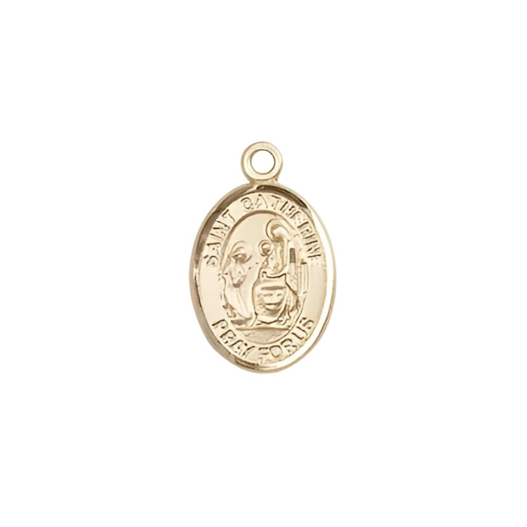 Bliss St. Catherine of Siena Engravable 14kt Gold Charm, Measures 1/2-inch tall by 1/4-inch wide