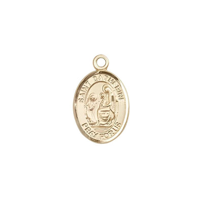 St. Catherine of Siena 14kt Gold Oval Small Children Medal, Measures 1/2-inch tall by 1/4-inch wide, Bliss Manufacturing