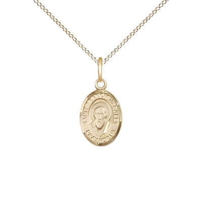 St. Francis de Sales 14kt Gold-filled Oval Small Children Medal with Gold-filled Chain, Measures 1/2-inch tall by 1/4-inch wide, Bliss Manufacturing