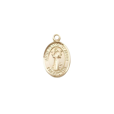 St. Francis of Assisi 14kt Gold Oval Children Medal, Measures 1/2-inch tall by 1/4-inch wide, Bliss Manufacturing