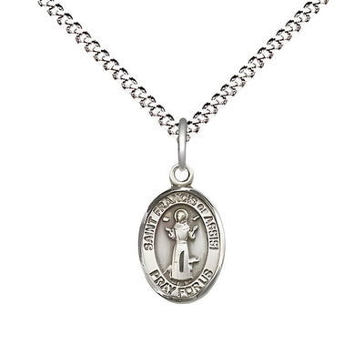 St. Francis of Assisi Pewter Oval Children Medal with Plated Chain, Measures 1/2-inch tall by 1/4-inch wide, Bliss Manufacturing