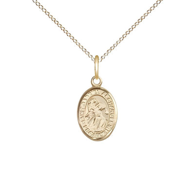 St. Gabriel the Archangel 14kt Gold-filled Oval Small Children Medal with Gold-filled Chain, Measures 1/2-inch tall by 1/4-inch wide, Bliss Manufacturing