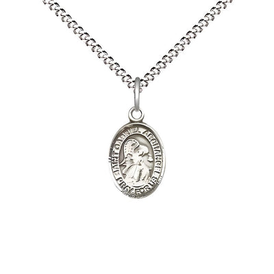 St. Gabriel the Archangel Engravable Small Children Pewter Medal with Rhodium-plated Chain, Measures 1/2-inch tall by 1/4-inch wide, Bliss Manufacturing