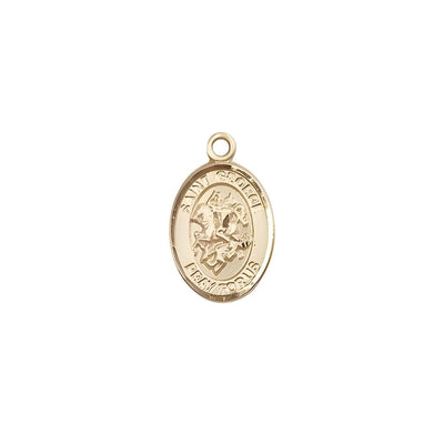 St. George 14kt Gold Oval Small Children Medal, Measures 1/2-inch tall by 1/4-inch wide, Bliss Manufacturing