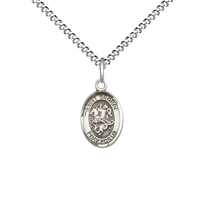 St. George Engravable Small Children Pewter Medal with Rhodium-plated Chain, Measures 1/2-inch tall by 1/4-inch wide, Bliss Manufacturing