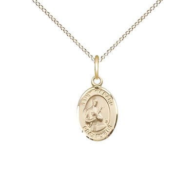 St. Gerard Majella 14kt Gold-filled Oval Small Children Medal with Gold-filled Chain, Measures 1/2-inch tall by 1/4-inch wide, Bliss Manufacturing