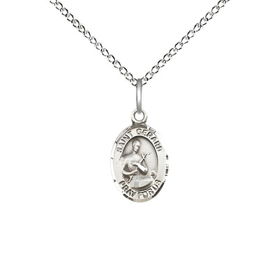 St. Gerard Majella Engravable Small Children Sterling Silver Medal with Sterling Chain, Measures 1/2-inch tall by 1/4-inch wide, Bliss Manufacturing