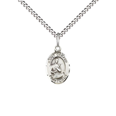 St. Gerard Majella Engravable Small Children Pewter Medal with Rhodium-plated Chain, Measures 1/2-inch tall by 1/4-inch wide, Bliss Manufacturing