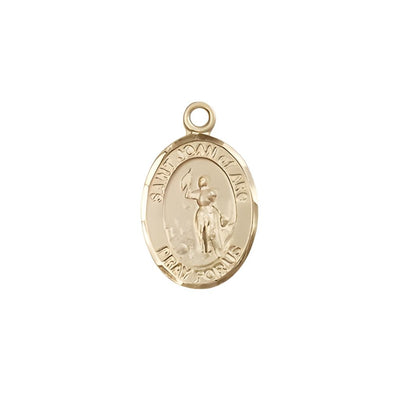 St. Joan of Arc 14kt Gold Oval Small Children Medal, Measures 1/2-inch tall by 1/4-inch wide. Deluxe Gift Box, Bliss Manufacturing