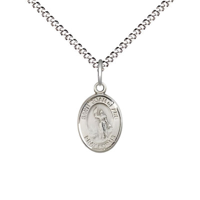 St. Joan of Arc Small Children Pewter Medal with Rhodium-plated Chain, Measures 1/2-inch tall by 1/4-inch wide. Deluxe Gift Box, Bliss Manufacturing