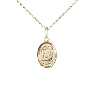 St. John Bosco 14kt Gold-filled Oval Small Children Medal with Gold-filled Chain, Measures 1/2-inch tall by 1/4-inch wide, Bliss Manufacturing