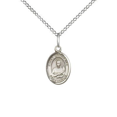 St. Lawrence Engravable Small Children Sterling Silver Medal with Sterling Chain, Measures 1/2-inch tall by 1/4-inch wide, Bliss Manufacturing