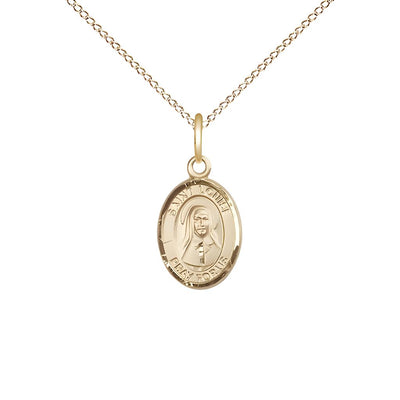St. Louise de Marillac 14kt Gold Oval Small Children Medal with 14kt Gold Chain, Measures 1/2-inch tall by 1/4-inch wide, Bliss Manufacturing