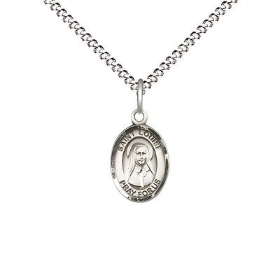 St. Louise de Marillac Engravable Small Children Pewter Medal with Rhodium-plated Chain, Measures 1/2-inch tall by 1/4-inch wide, Bliss Manufacturing