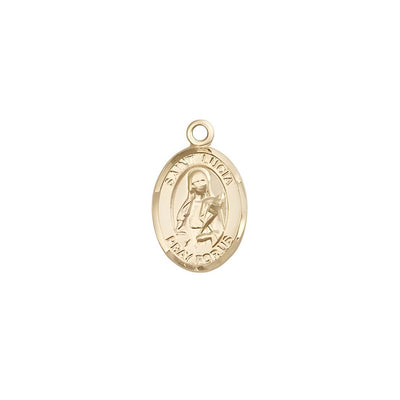 St. Lucia of Syracuse 14kt Gold Oval Small Children Medal, Measures 1/2-inch tall by 1/4-inch wide, Bliss Manufacturing