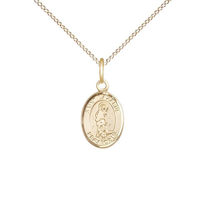 St. Lazarus 14kt Gold-filled Oval Small Children Medal with Gold-filled Chain, Measures 1/2-inch tall by 1/4-inch wide, Bliss Manufacturing