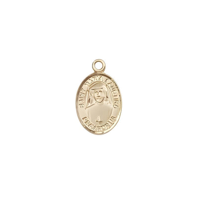 St. Maria Faustina 14kt Gold Oval Medal, USA Made, Child's Size (1/2" tall x 1/4" wide), Bliss Manufacturing