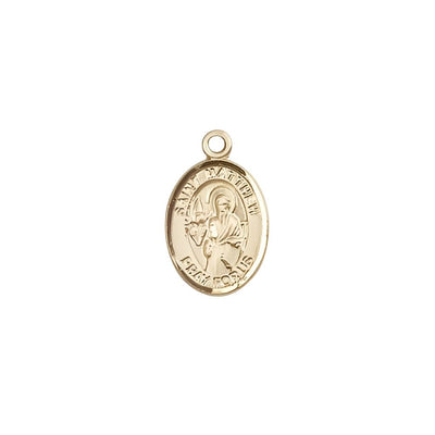 St. Matthew the Apostle 14kt Gold Oval Small Children Medal, Measures 1/2-inch tall by 1/4-inch wide, Bliss Manufacturing
