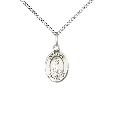 St. Louis IX of France Engravable Small Children Sterling Silver Medal with Sterling Chain, Measures 1/2-inch tall by 1/4-inch wide, Bliss Manufacturing