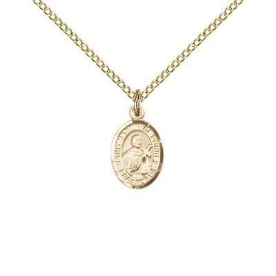 Saint Martin de Porres 14kt Gold Oval Small Children Medal with 14kt Gold Curb Chain in Deluxe Gift Box | Bliss Manufacturing