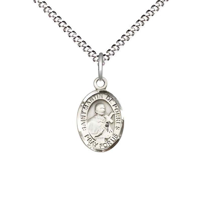 Saint Martin de Porres Small Children Pewter Medal with Rhodium-plated Curb Chain in Deluxe Gift Box | Bliss Manufacturing