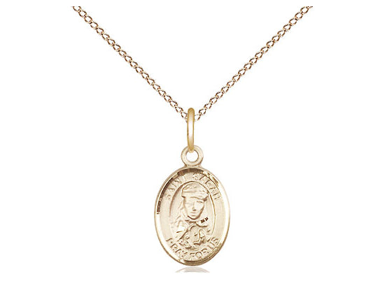 Bliss Small Engravable St Sarah Gold-filled Medal Necklace with Gold-filled Chain,