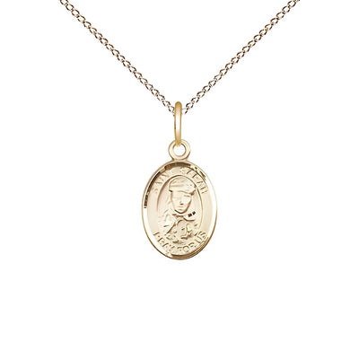 St. Sarah Engravable 14kt 14kt Gold 1/2" x 1/4" Medal with 14kt Gold Chain in Gift Box, Bliss Manufacturing