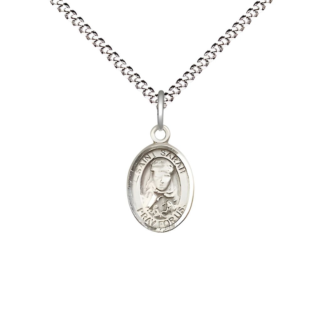 t. Sarah Engravable Pewter 1/2" Medal with Plated Chain, Children Size, Made in USA by Bliss