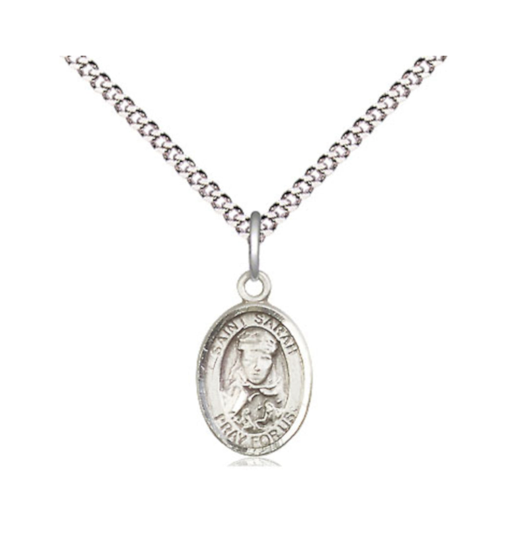 Bliss Small Engravable St Sarah Pewter Medal Necklace,