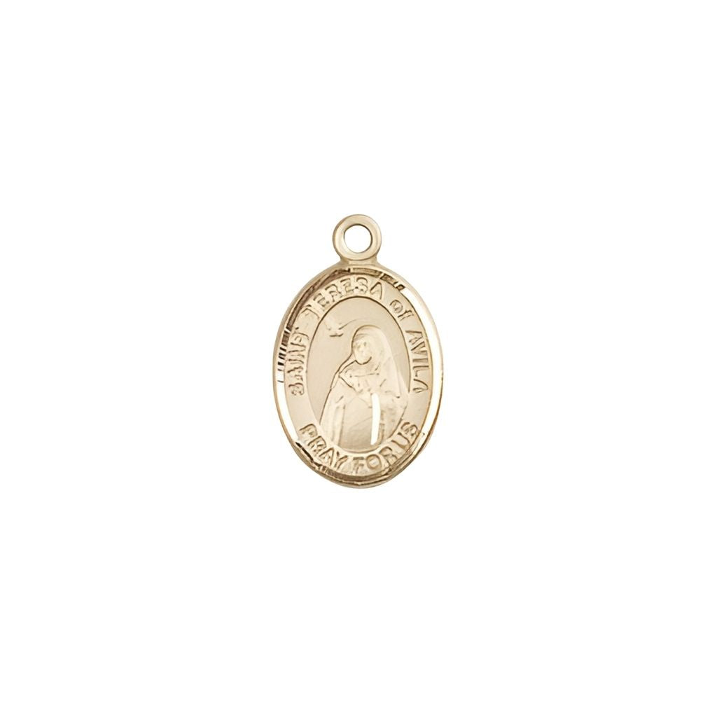 Bliss St. Teresa of Avila 14kt Gold Oval Children Size Medal with Engraving Options,
